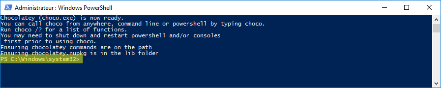 Installation de Chocolatey - PowerShell - Fin Installation